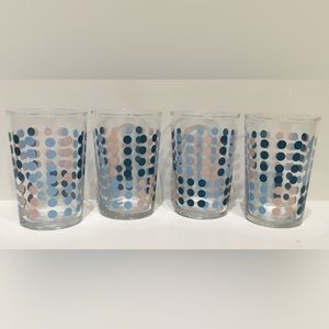IKEA Made in France Veckad K Arora Blue & Pink Polka Dot 14oz Tumblers Set of 4